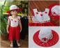Mobile Preview: Sommerkleid Gr.98-104 (Mohn) rot/weiß mit eleganten Hut