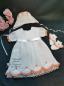 Preview: Taufkleid-Festtagskleid Gr.55-62 mit Mütze, Söckchen und Unterrock weiß/pfirsich