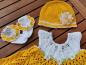 Preview: BabySet Gr.68-74 Kleid-Mütze-eine Broschen und Söckchen