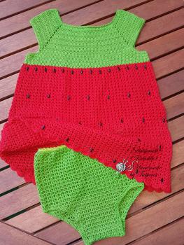BabySet 74-80cm Kleid-Mütze-Höschen (Erdbeere-rot-grün) aus 100%Baumwolle, 266