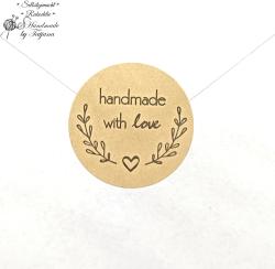 Kraftpapier Aufkleber/Etiketten 2,5cm-Handmade with love 1Stück